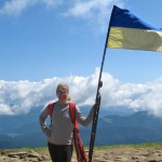 Atop Mt. Hoverla, the highest mountain in the Ukrainian Carpathians (2061m)